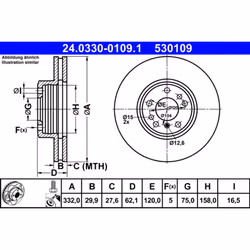 Disque de frein ATE PowerDisc 24.0330-0109.1, 1 pièce