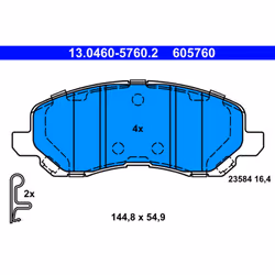 Jeu de plaquettes de frein ATE 13.0460-5760.2, avant