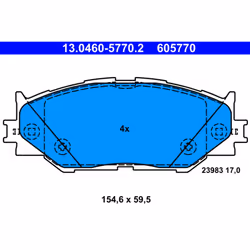 Jeu de plaquettes de frein ATE 13.0460-5770.2, avant