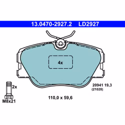 Jeu de plaquettes de frein ATE 13.0470-2927.2, avant, Céramique