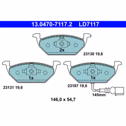 Jeu de plaquettes de frein ATE 13.0470-7117.2, avant, Céramique