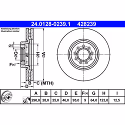 Disque de frein ATE 24.0128-0239.1, 1 pièce