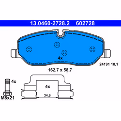 Jeu de plaquettes de frein ATE 13.0460-2728.2, avant
