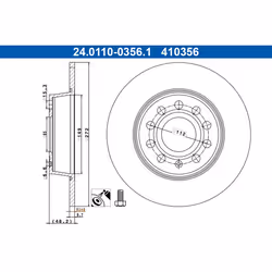Disque de frein ATE 24.0110-0356.1 arrière, plein, 1 pièce