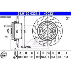 ATE Disque de frein BMW: 3 Coupé, 3 Cabriolet, Z4 Roadster 24.0120-0221.2 34212282303 Disques de frein, Disque