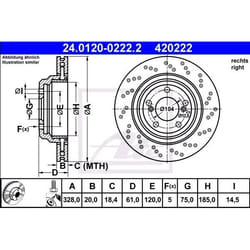 ATE Disque de frein BMW: 3 Coupé, 3 Cabriolet, Z4 Roadster 24.0120-0222.2 34212282304 Disques de frein, Disque