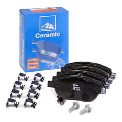 ATE Ceramic 13.0470-3827.2 Jeu de plaquettes de frein contact de signal d'usure inclus avec vis d'étrier de frein avec accessoires
