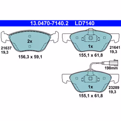 Jeu de plaquettes de frein ATE 13.0470-7140.2, avant, Céramique
