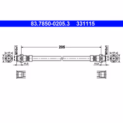 Flexible de frein ATE 83.7850-0205.3, gauche