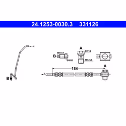 Flexible de frein ATE 24.1253-0030.3, gauche - Vue supplémentaire 2