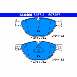 Jeu de plaquettes de frein ATE 13.0460-7267.2, avant