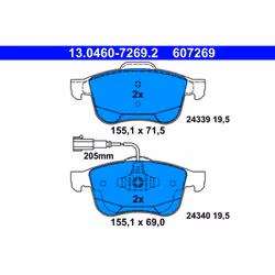 Jeu de plaquettes de frein ATE 13.0460-7269.2, avant