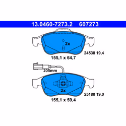 Jeu de plaquettes de frein ATE 13.0460-7273.2, avant