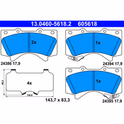 Jeu de plaquettes de frein ATE 13.0460-5618.2, avant