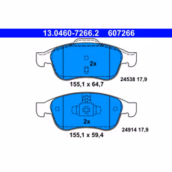 Jeu de plaquettes de frein ATE 13.0460-7266.2, avant