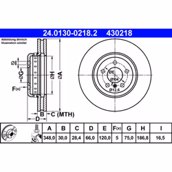 Disque de frein ATE 24.0130-0218.2 avant, ventilé, à haute teneur en carbone, 1 pièce