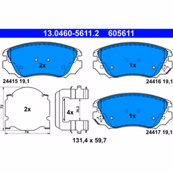 Jeu de plaquettes de frein ATE 13.0460-5611.2, avant