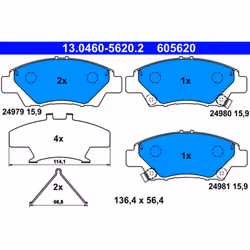 Jeu de plaquettes de frein ATE 13.0460-5620.2, avant