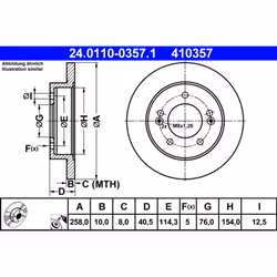 Disque de frein ATE 24.0110-0357.1 arrière, plein, 1 pièce
