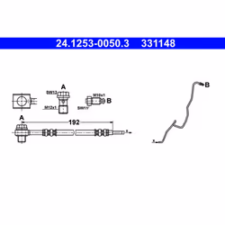 Flexible de frein ATE 24.1253-0050.3, gauche