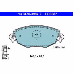 Jeu de plaquettes de frein ATE 13.0470-3987.2, avant, Céramique
