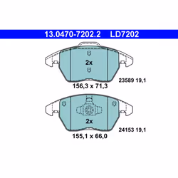 Jeu de plaquettes de frein ATE 13.0470-7202.2, avant, Céramique