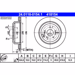 Disque de frein ATE 24.0118-0154.1 arrière, ventilé, 1 pièce
