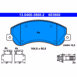 Jeu de plaquettes de frein ATE 13.0460-3860.2, avant
