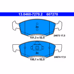 Jeu de plaquettes de frein ATE 13.0460-7270.2, avant