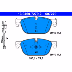 Jeu de plaquettes de frein ATE 13.0460-7279.2, avant