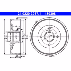Tambour de frein ATE 24.0220-3037.1