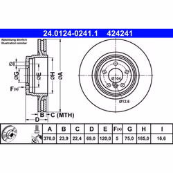 Disque de frein ATE 24.0124-0241.1 arrière, ventilé, à haute teneur en carbone, 1 pièce