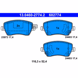 Jeu de plaquettes de frein ATE 13.0460-2774.2, avant
