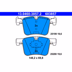 Jeu de plaquettes de frein ATE 13.0460-3857.2, avant