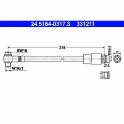 Flexible de frein ATE 24.5164-0317.3, droite