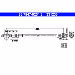 Flexible de frein ATE 83.7847-0254.3, gauche