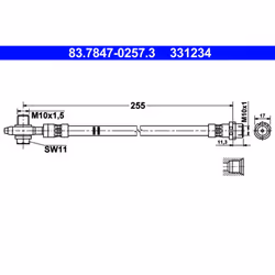 Flexible de frein ATE 83.7847-0257.3, droite