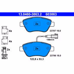 Jeu de plaquettes de frein ATE 13.0460-3863.2, avant