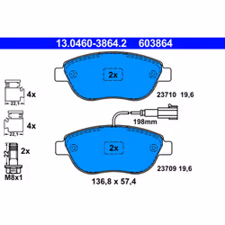 Jeu de plaquettes de frein ATE 13.0460-3864.2, avant