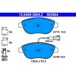 Jeu de plaquettes de frein ATE 13.0460-3864.2, avant