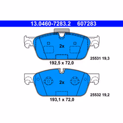 Jeu de plaquettes de frein ATE 13.0460-7283.2, avant