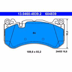 Jeu de plaquettes de frein ATE 13.0460-4839.2, avant
