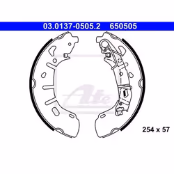 Mâchoires De Frein; ATE; 254 57 avec levier; pour FIAT, OPEL, VAUXHALL; 51928531, 77365346, 77367388, 1605166, 1605188