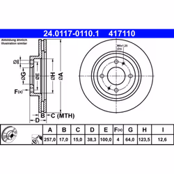 Disque de frein ATE 24.0117-0110.1 avant, ventilé, 1 pièce