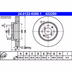 Disque de frein ATE 24.0122-0280.1 avant, ventilé, 1 pièce