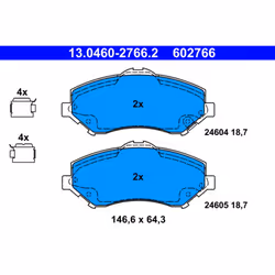 Jeu de plaquettes de frein ATE 13.0460-2766.2, avant