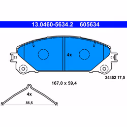 Jeu de plaquettes de frein ATE 13.0460-5634.2, avant