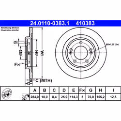 Disque de frein ATE 24.0110-0383.1 arrière, plein, à haute teneur en carbone, 1 pièce - Vue supplémentaire 3