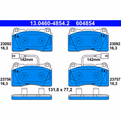 Jeu de plaquettes de frein ATE 13.0460-4854.2, avant