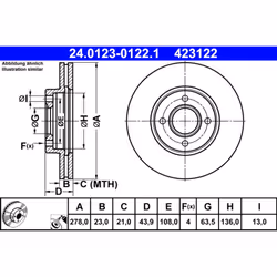 Disque de frein ATE 24.0123-0122.1 avant, ventilé, 1 pièce - Vue supplémentaire 3